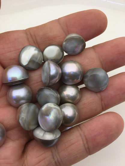 23pcs AAA 13-14mm Gray Purple Baroque Mabe Natural Rainbow Freshwater Pearls,no hole,MB-T37