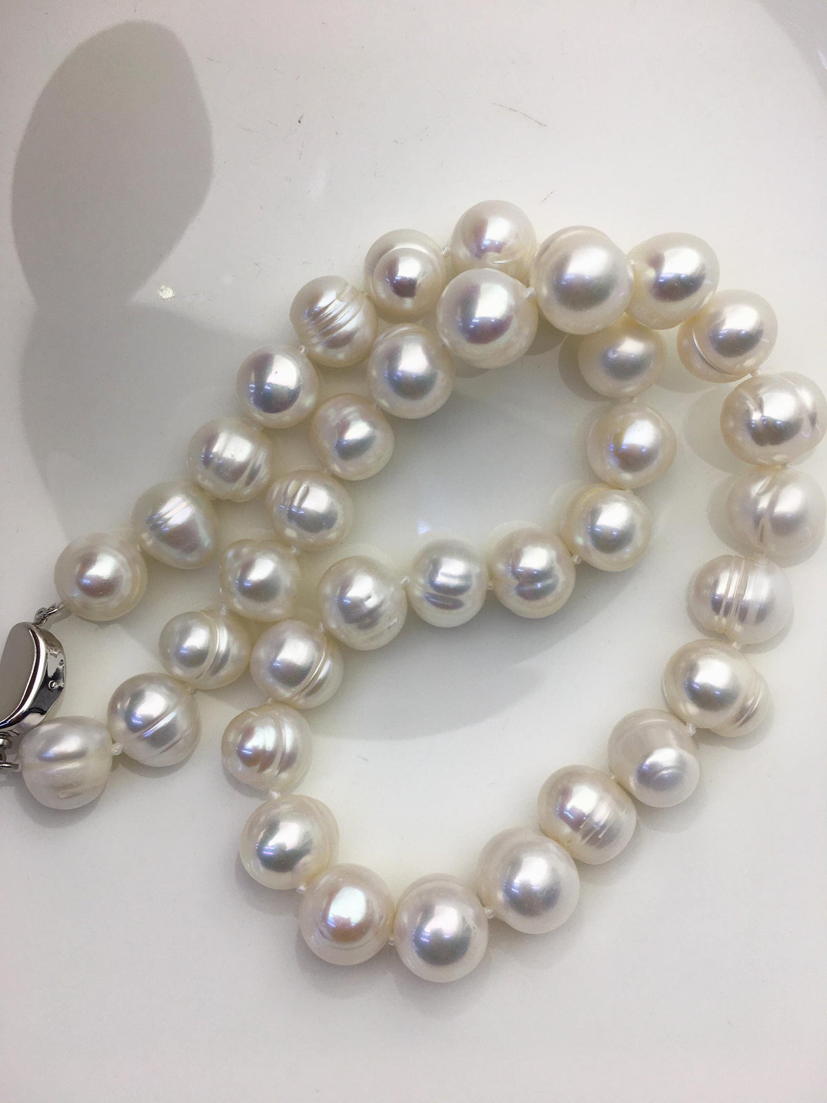 17'' AA+ 10.5-11.5mm big white potato freshwater Pearl necklace,genuine freshwater Pearl necklace,Natural Pearl Necklace,NPN1-095
