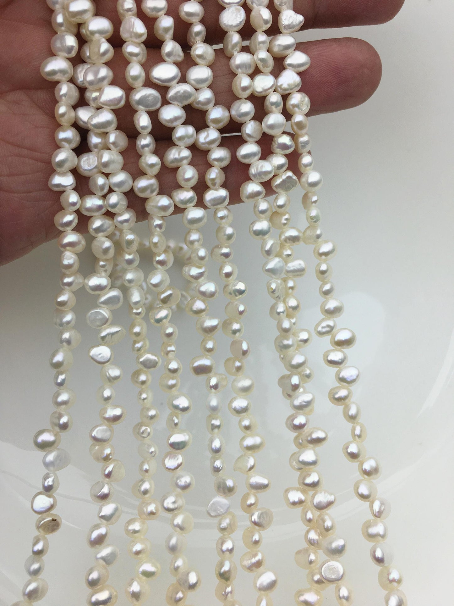 AAA 4-5mm Tiny white nugget freshwater pearls,irregular nugget freshwater pearl strand,LM4-3A-7
