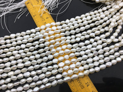 AA+ 5-6mm white nugget freshwater pearls,irregular nugget freshwater pearl strand,cheap price,pearl factory china,LM5-2A-2
