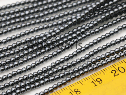 Hematite,2mm Smooth Round,AAA,180 beads,15.5 inches,G50-R2-008