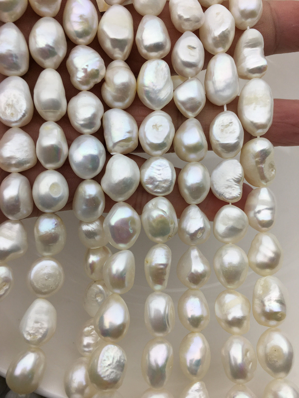 LONG AA+ 11mm White nugget freshwater pearls,white baroque pearl,LM11-2A-11