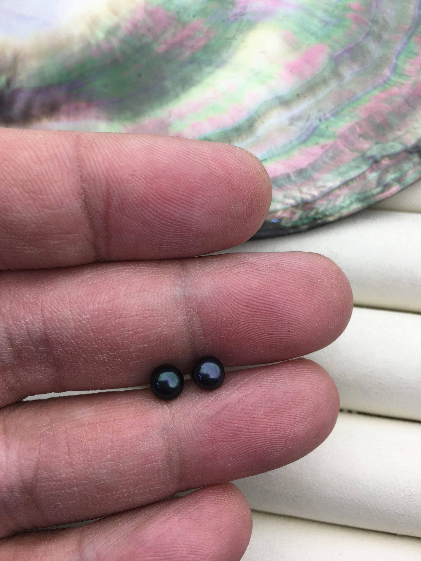 AAA 5-5.5mm tiny deep blue black pearl stud earrings,Sterling Silver,SE1-T26