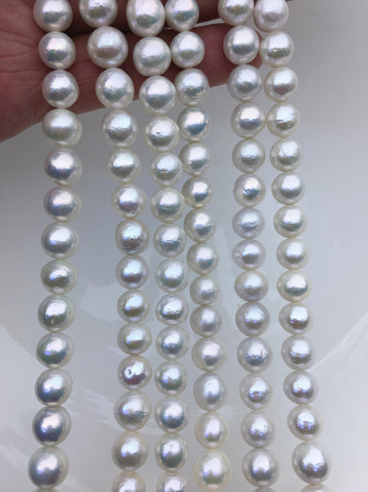 AA+ 8-10mm white baroque near round Edison Freshwater Pearl,ED10-2A-2-52