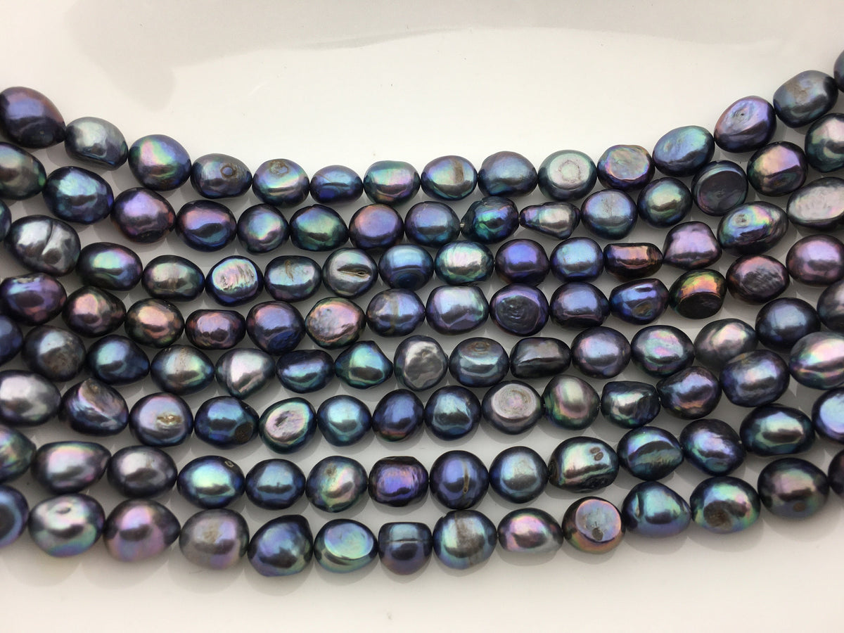 AA 10.4-11.4mm deep blue nugget freshwater pearls,Cultured pearl,Christmas pearl necklace,gray baroque pearl,LM11-2A-21