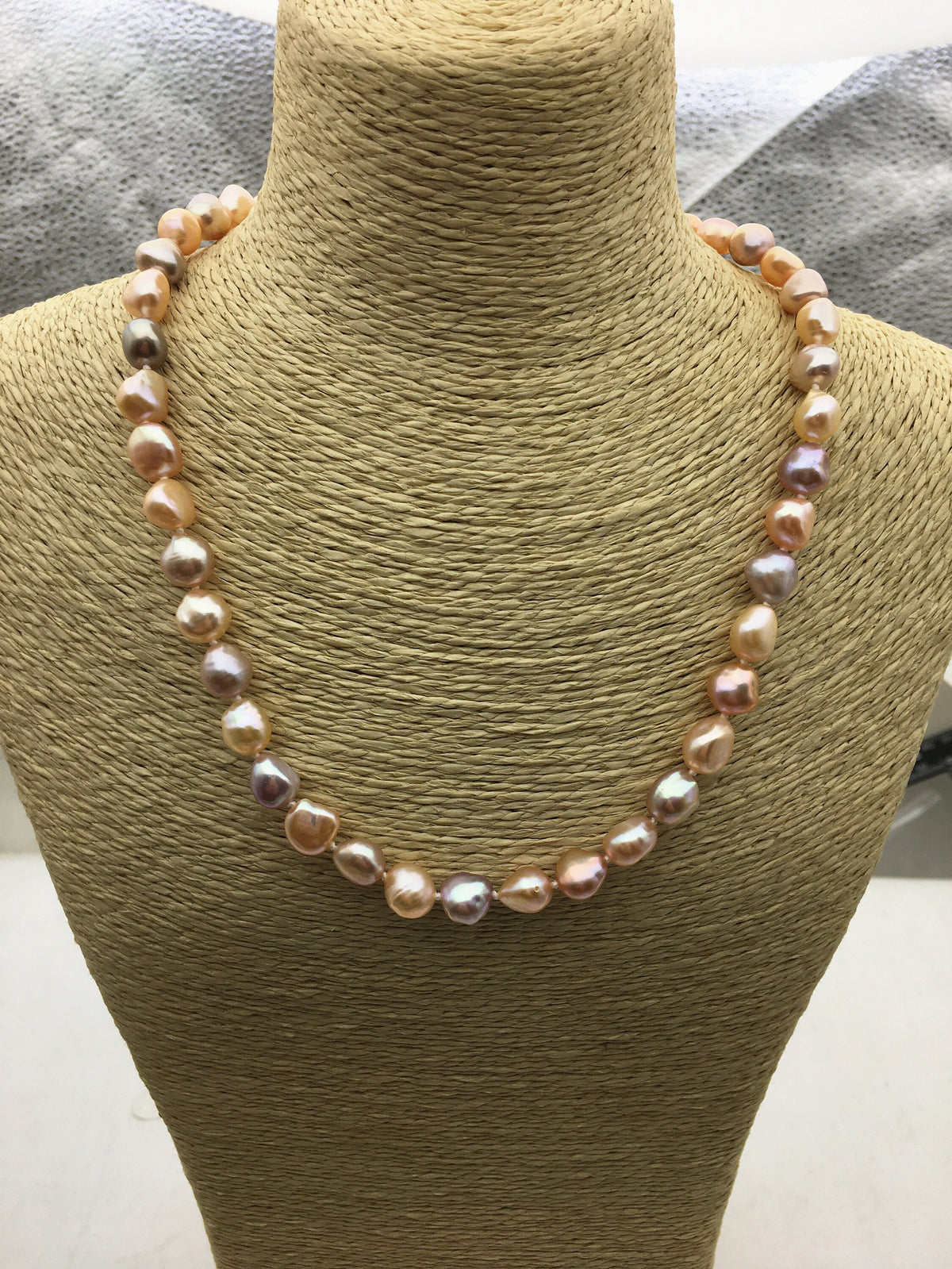 17.5'' AAA+ 9mm Pink Purple Mix Color Nugget Pearl necklace,pearl necklace, NPN1-023