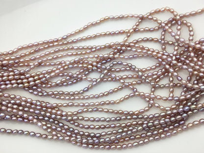 AAA 3-3.5mm*3.5-4mm purple oval rice freshwater pearls,LR3-3A-35