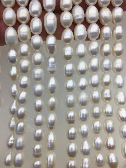 AA+ 8-8.5mm x 9-11mm Cultured White Freshwater Rice Pearls beads,drop pearl necklace,diy pearl beads,gift for her,LR8-T3