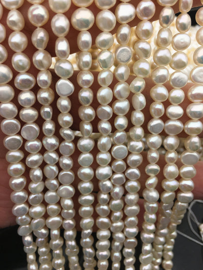 AAA 5-6mm white nugget freshwater pearls,irregular nugget freshwater pearl strand,LM5-3A-10