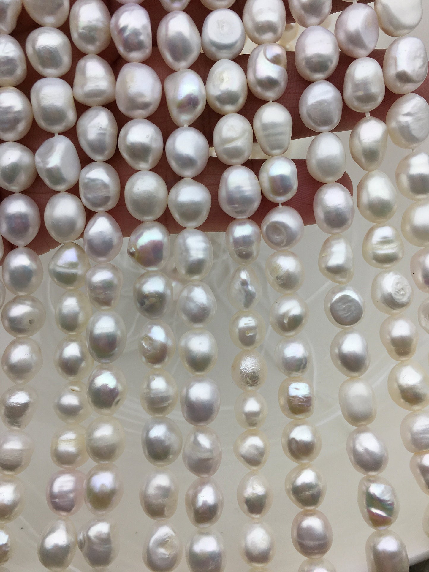 AA 8.4-9.3x10-11mm white nugget pearls, CUSTOM drill large hole,full strand,LM9-2A-2
