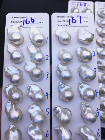 AAA 13-15x18-22mm White Flame ball Pearl Pairs - large Baroque freshwater pearl pairs,top half hole,FL15-3A-8-69