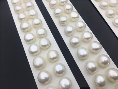 Rare!AAA 11.5-12mm White baroque button freshwater pearls,near round button pearl pairs,pearl earring,pearl stud,BTN11-2A-5