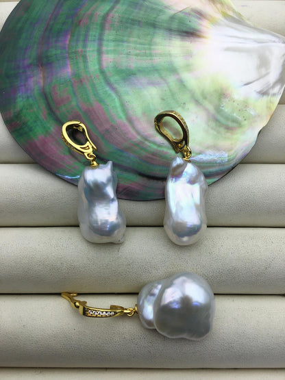 1pc AAA 13-18mm white baroque pearl Gold Feather pendant necklace,S925 Sterling silver pendant,NC1-041-7