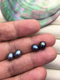 2 pairs AAA 7-7.5mm green black rice freshwater pearls pairs,oval pearl earrings,top half hole,LR7-3A-3