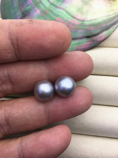 1 pair AAA 10-11mm gray round edison pearl stud earrings,S925 Sterling Sliver stud earrings,wedding pearl earrings,SE3-T9-26