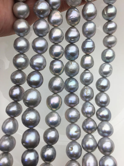 AA 11-13mm big gray baroque drop Edison Freshwater Pearl,ED12-2A-5-76