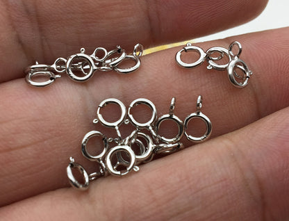 10pcs 5mmx8mm Sterling Silver Clasp Spring Ring clasp Closed Loop clasp,White yellow Rose Gold clasp,ASL-CL-017