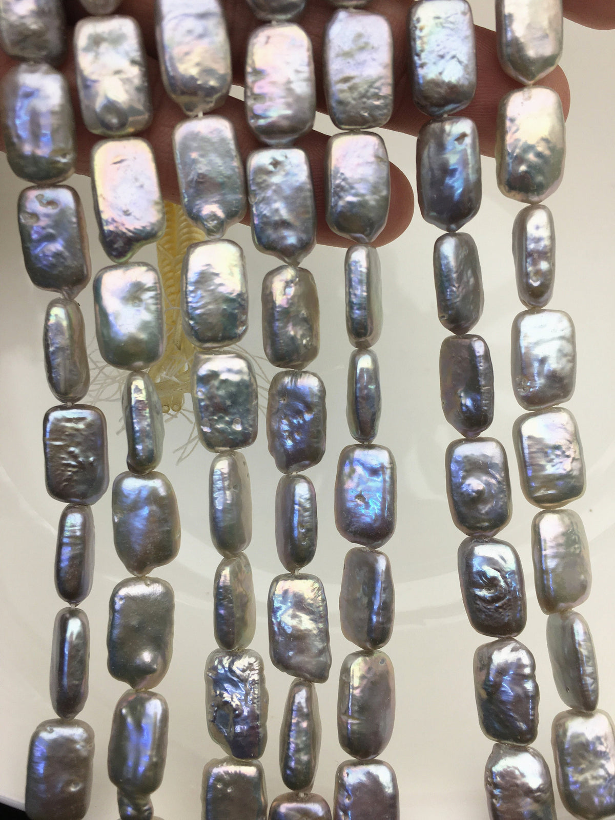 AA+ 9-11mm Gray Thick Rectangle Shape Freshwater Pearl,one full strand,wholesale Full Strand,ZS-103-17