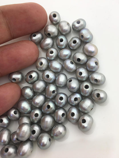 30pcs AA+ 7.3-8.3mm 2.2mm large hole gray potato pearls,cultured potato pearl,loose freshwater pearl, white pearl strand,30pcs,CR8-T2