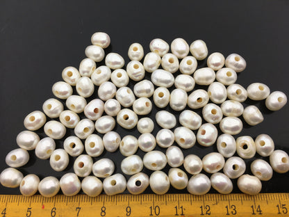 30pcs AA 7.4-8.2mm potato freshwater pearls,2.2mm large hole,potato pearl,pearl wholesale in bulk,CR8-2A-5