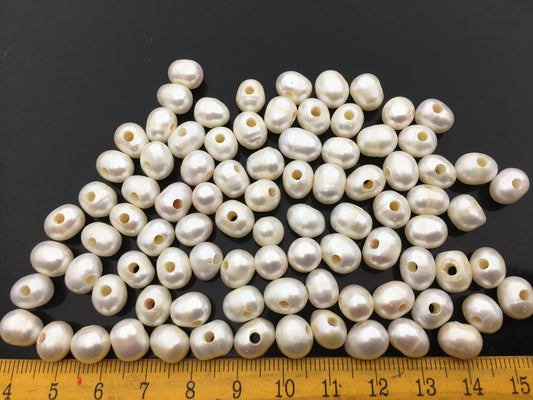 30pcs AA 7.4-8.2mm potato freshwater pearls,2.2mm large hole,potato pearl,pearl wholesale in bulk,CR8-2A-5