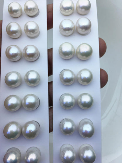 5 pairs AA+ 11-12mm white round freshwater pearl pair,no hole,RP11-3A-9