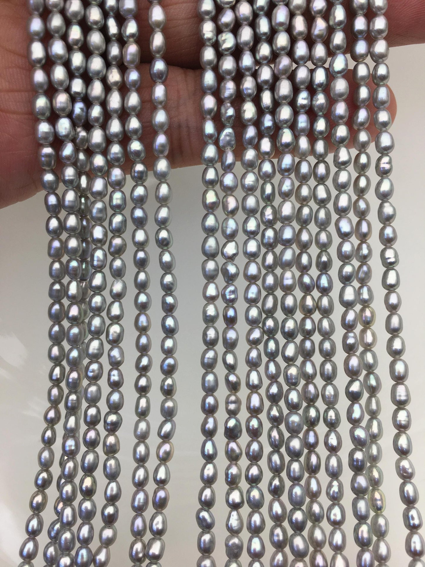 AAA 3-3.5mm gray rice pearls,full strand,oval loose pearl beads,diy pearl,genuine pearl,Cultured pearl,diy pearl beads,LR3-3A-21