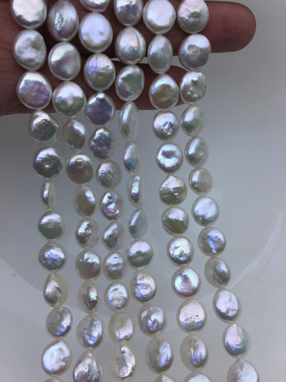 AAA 10-11mm White Coin freshwater pearls,diy bead,flat round pearl bead,COIN12-2A-2-8