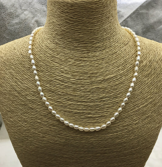 15+2'' AAA 2.8-3.1mm tiny rice freshwater Pearl necklace,genuine freshwater Pearl necklace,Natural Pearl Necklace,NPN1-042