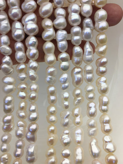 AAA 8-10mm flat Gourd baroque pearls-Grade White Baroque Gourd,DIY,high luster,ZS-114-14