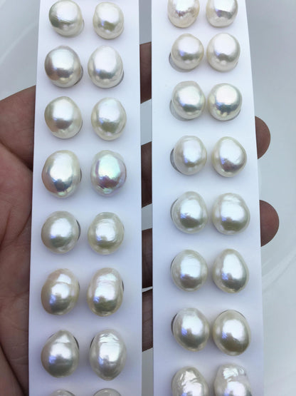 2 pairs AAA 11-12mm BIG white rice freshwater pearls pairs,rice pearl earrings,for dangle pearl earrings,LR11-3A-1