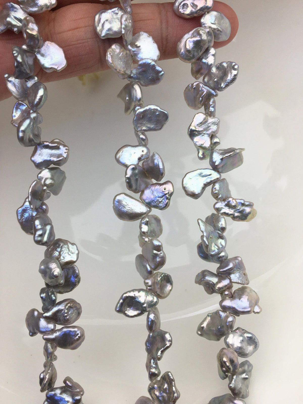 AAA 7.5-8mm gray keshi Freshwater Pearls,two-eight top drill hole,ZS-129-72