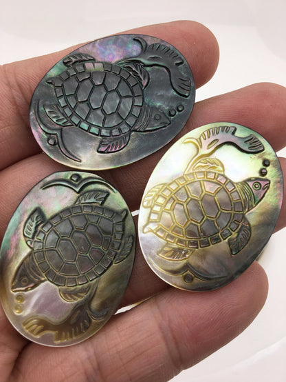 2pcs Mother of tortoise pendant- tortoise shell beads -30mmx40mm - ASH-002-3