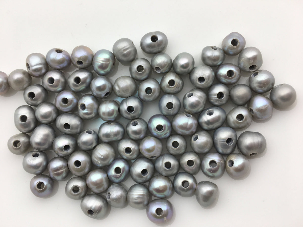 30pcs AA+ 7.3-8.3mm 2.2mm large hole gray potato pearls,cultured potato pearl,loose freshwater pearl, white pearl strand,30pcs,CR8-T2