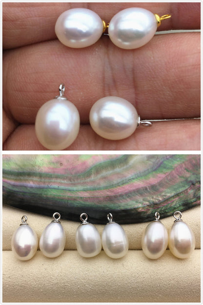 AAA 9mm White/Gray rice pearl dangle earrings,S925 Sterling Sliver pearl earrings,pearl for women,SE3-165