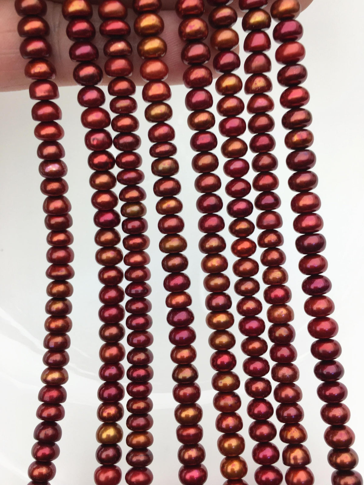 AAA 6-7mm brown red button round freshwater pearls,SM6-T5