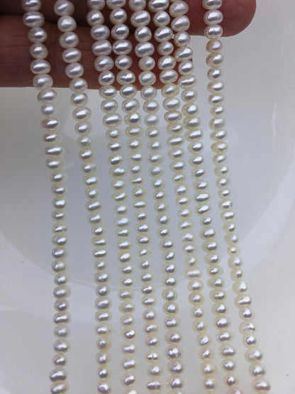 AAA 4.5-5mm tiny white button round pearls,full strand,Rondelle pearl Beads,white freshwater pearl,loose strands,SM4-3A-42