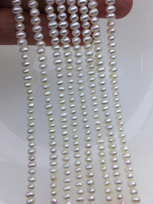 AAA 4.5-5mm tiny white button round pearls,full strand,Rondelle pearl Beads,white freshwater pearl,loose strands,SM4-3A-42