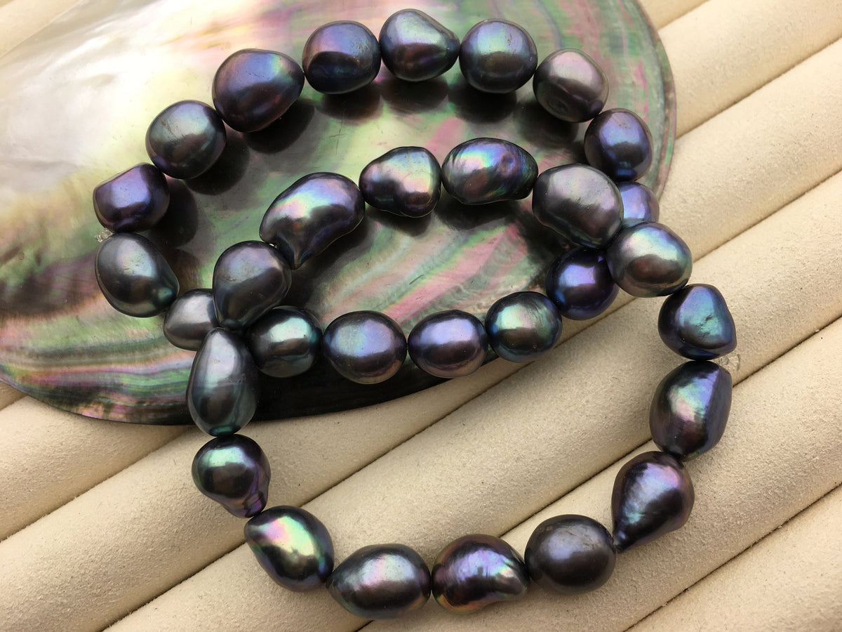 7'' 10mm AA+ deep blue nugget Freshwater pearl Elastic string Bracelet,baroque pearl bracelet,B8-063-2
