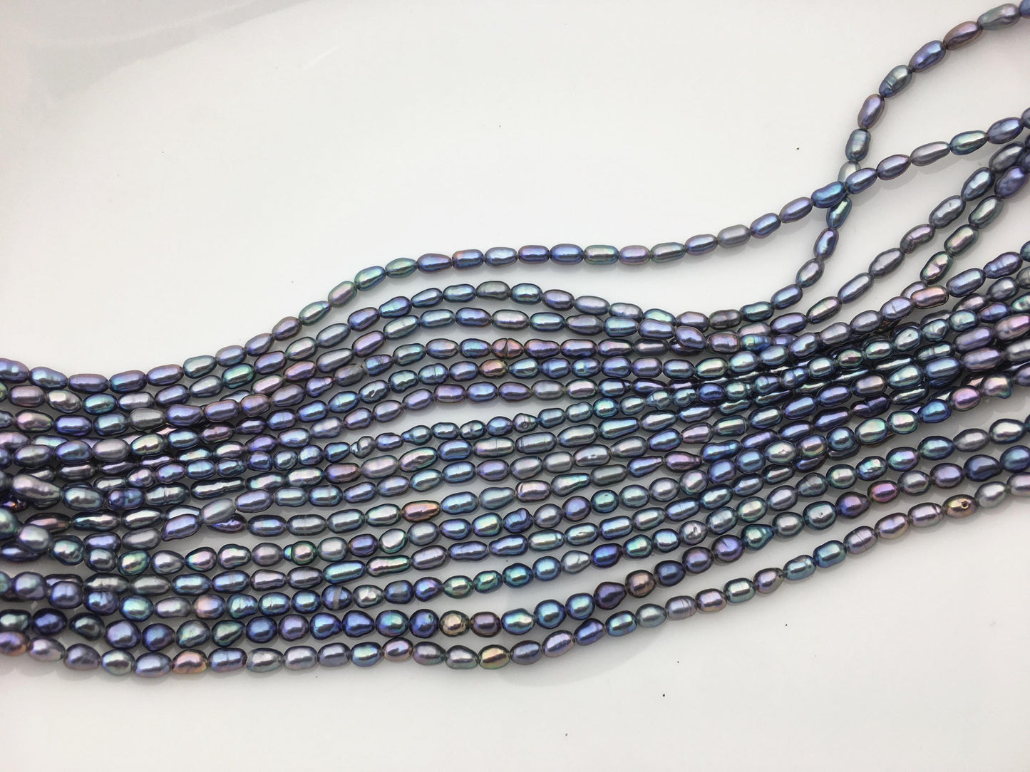 AAA 3-3.5mm black blue rainbow rice pearls,full strand,oval loose pearl beads,diy pearl,ultured pearl,diy pearl beads,LR3-3A-37