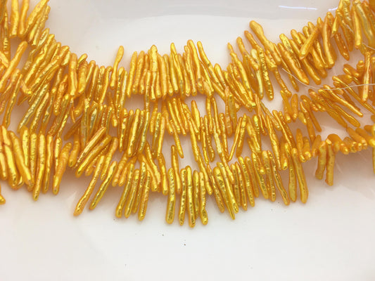AA 3-4mm yellow toothpick Pearl Necklace,Genuine Fresh Water Pearl,Wedding Necklace,Mothers Day,ZS-80-10-71