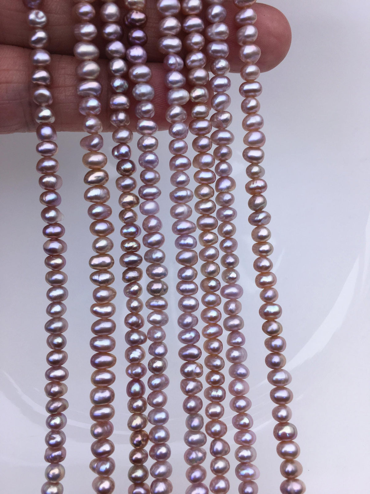 AA+ 4.5-5mm tiny purple button round freshwater pearls,Rondelle pearl Beads,white loose pearl strands,SM4-2A-2