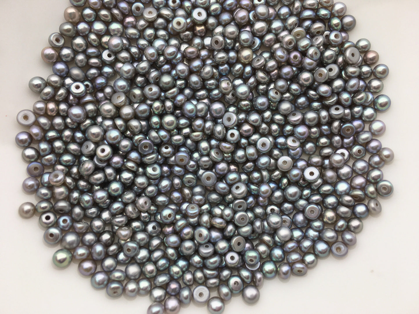 20pcs AAA 3-3.5mm Gray Seed Button freshwater Pearls,half drilled,BTN3-4A-8-1
