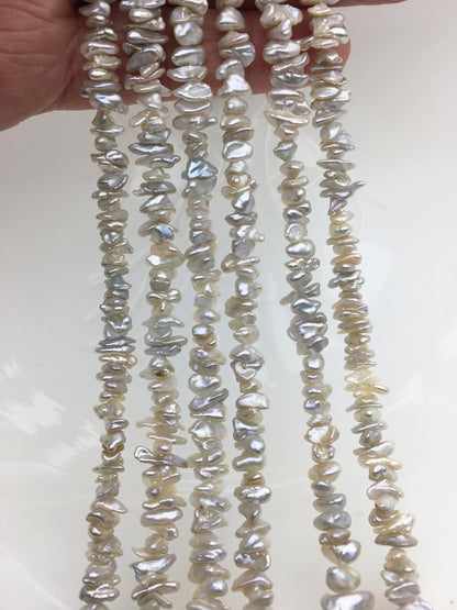 AAA 4-5mm Tiny Natural Gray White Keshi pearls,Center drilled,ZS-128-1
