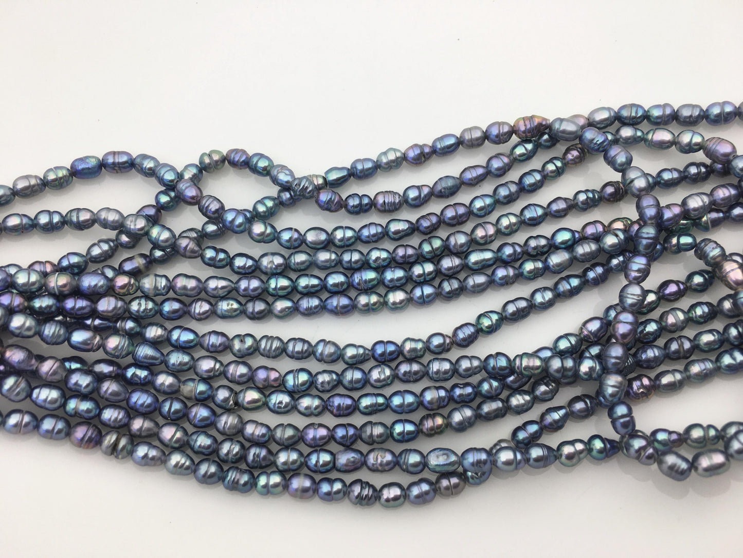 AA 3-3.5mm*4-5mm black blue rice freshwater pearls,LR3-T4