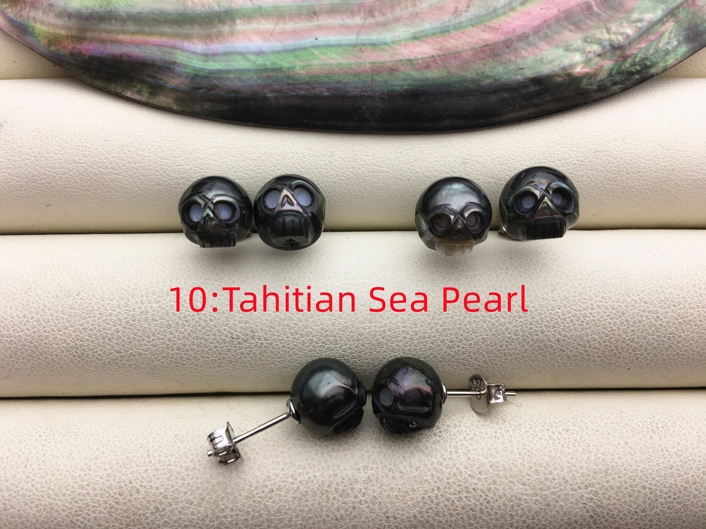 AAA 8mm/10mm white/pink/purple/black/gray HandMade Carved Skull Freshwater Pearl Stud Earrings,Stud Earrings for Women Girls,SE3-016