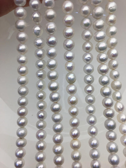 AA+ 7-8mm white baroque near round freshwater chinese akoya pearls,RP7-T2