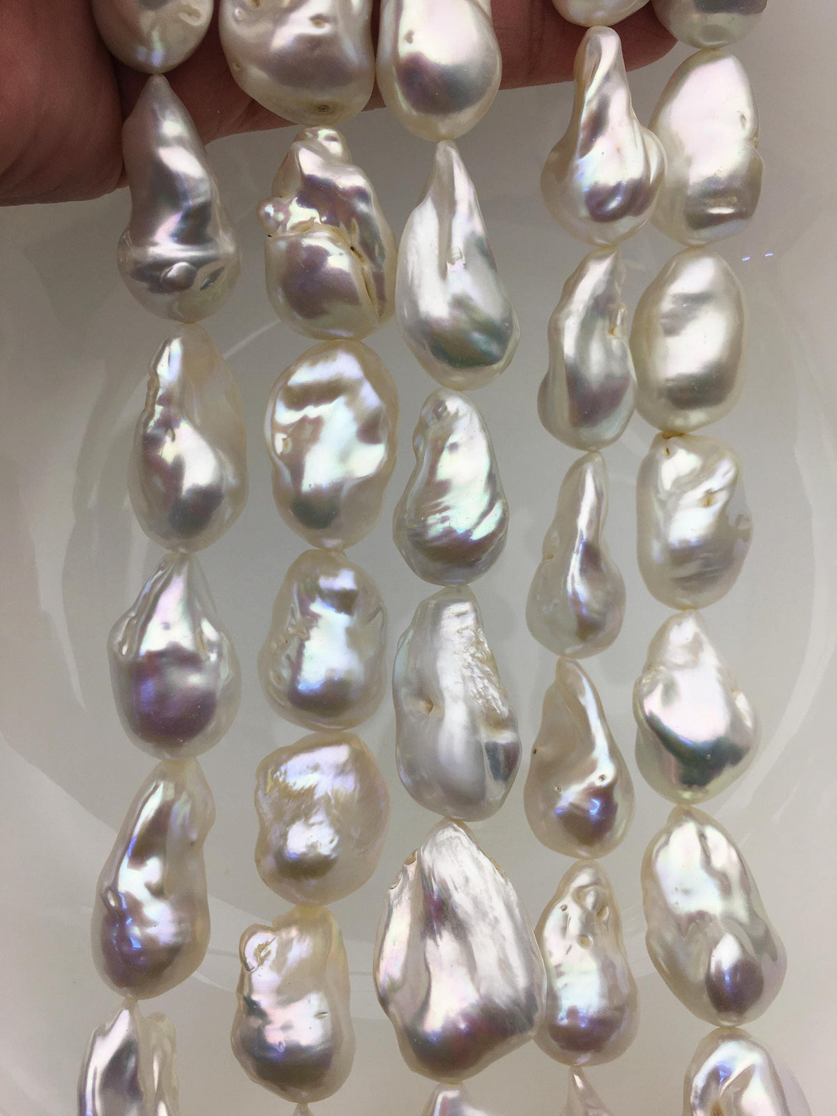15.5'' AA 14-18mm white flame ball pearl,FL15-2A-5-27