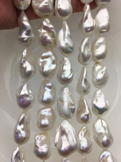 15.5'' AA 14-18mm white flame ball pearl,FL15-2A-5-27
