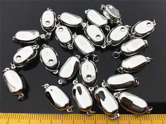 925 Sterling Silver or Alloy plated white gold Bean Shaped Clasp,Easy Push Clasp for pearl bracelet necklace,DIY clasp,ASL-CL-008